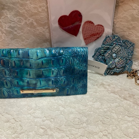 2 PCs NWT BRAHMIN TONIC ADY WALLET and ARCTIC ICE BAG CHARM MAGNOLIA - Picture 7 of 7